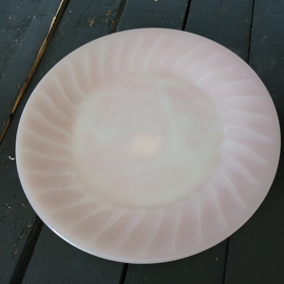 Fire King Vintage Pink Swirl Plate 7.5" Salad Dinner Lot of 2 Made in USA 1950s - Picture 2 of 4